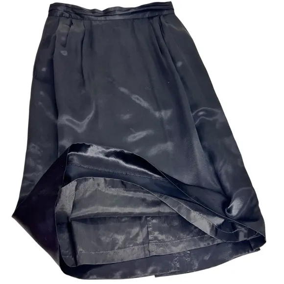 Vintage Halston Black Satin Pencil Skirt