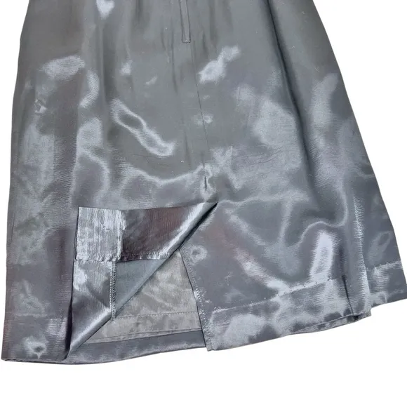 Vintage Halston Black Satin Pencil Skirt