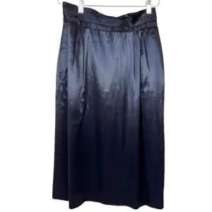 Vintage Halston Black Satin Pencil Skirt
