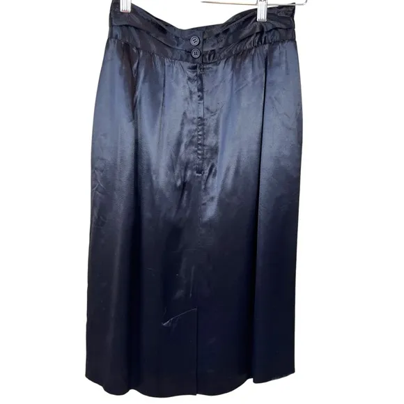 Vintage Halston Black Satin Pencil Skirt