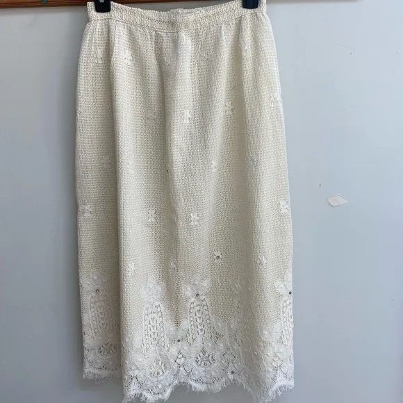 Vintage lace 2 piece shirt and skirt set boho wedding lace and jewel‎ fit size S