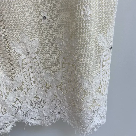 Vintage lace 2 piece shirt and skirt set boho wedding lace and jewel‎ fit size S