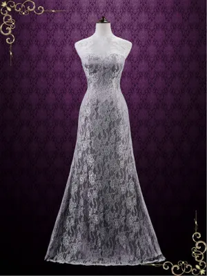Vintage Purple Lace Wedding Dress with Keyhole Back | LUCY