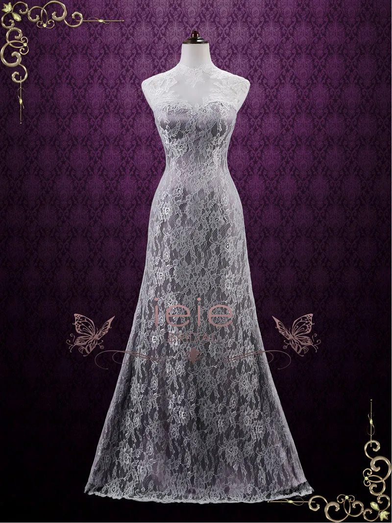Vintage Purple Lace Wedding Dress with Keyhole Back | LUCY