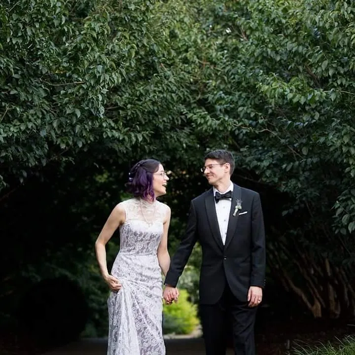 Vintage Purple Lace Wedding Dress with Keyhole Back | LUCY