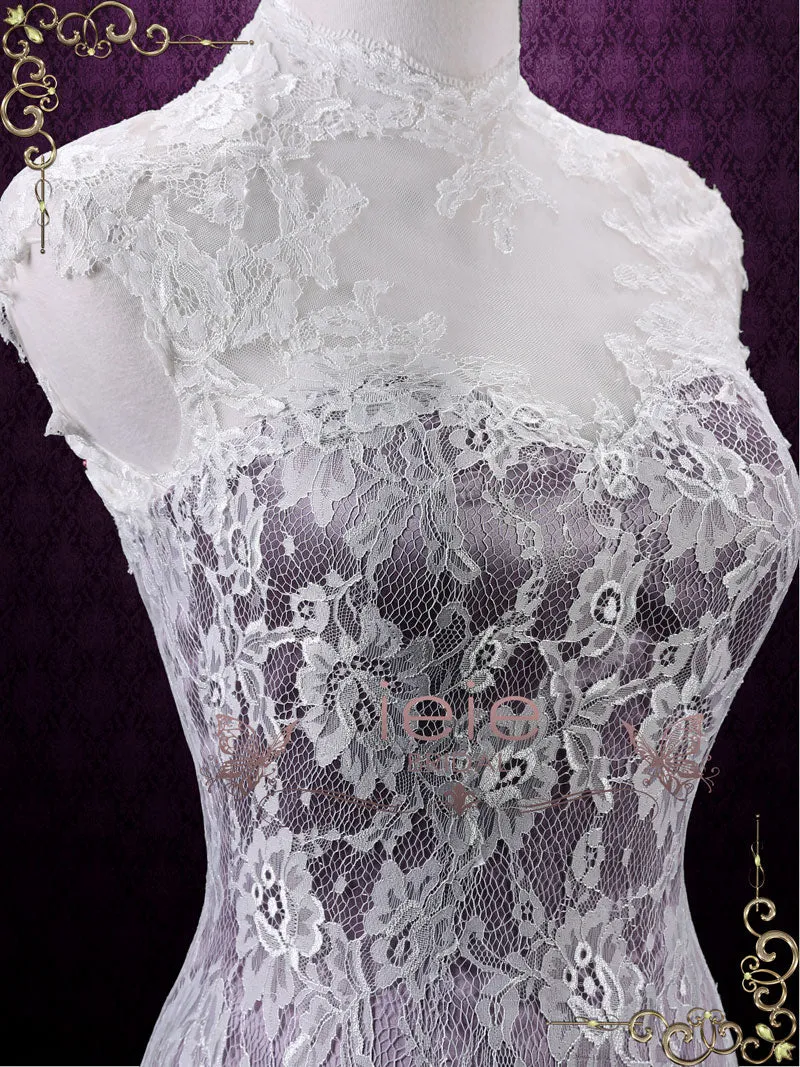 Vintage Purple Lace Wedding Dress with Keyhole Back | LUCY