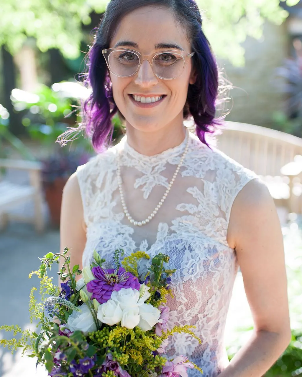 Vintage Purple Lace Wedding Dress with Keyhole Back | LUCY