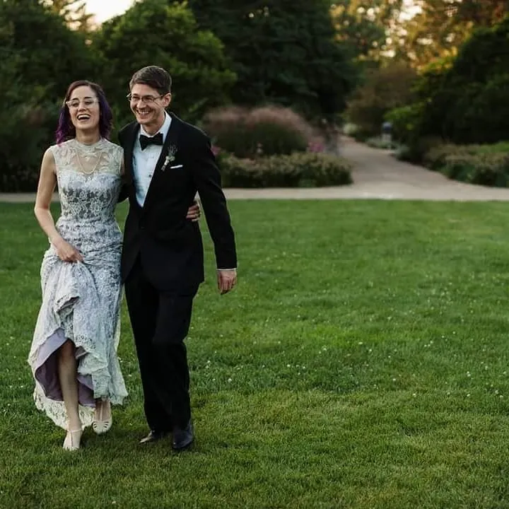 Vintage Purple Lace Wedding Dress with Keyhole Back | LUCY