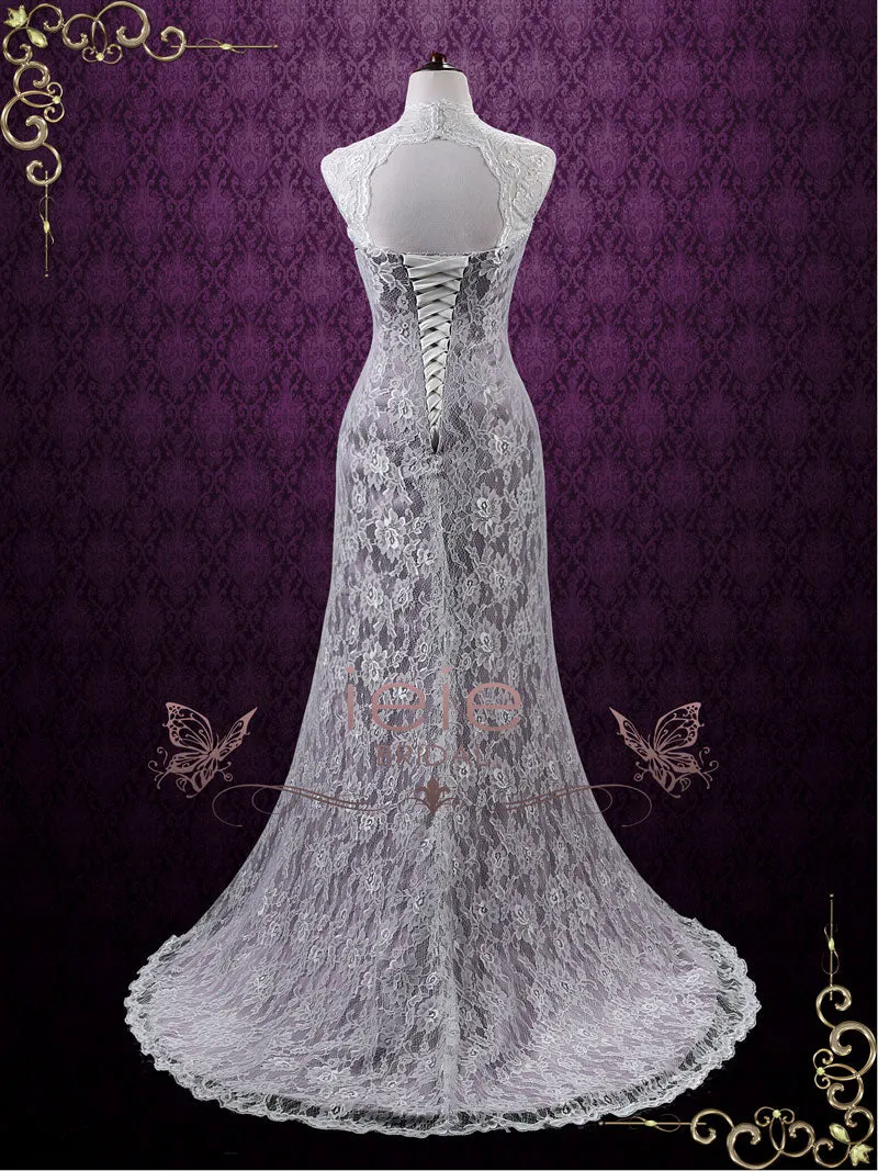 Vintage Purple Lace Wedding Dress with Keyhole Back | LUCY