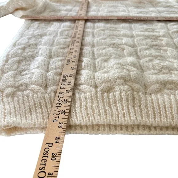 Vintage Tarazzia Sweater Cable Knit Mohair Turtleneck Pullover Medium Ivory