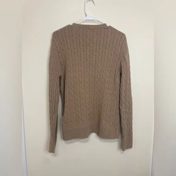 Vintage Tommy Hilfiger  Sweater Womens Brown Cable Knit V Neck Pullove