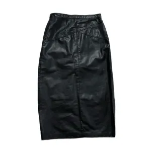 VTG 90s Black Leather Pencil Skirt S