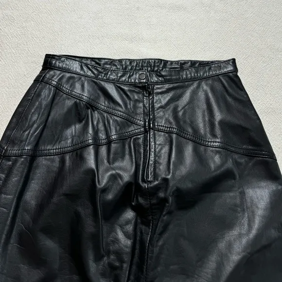 VTG 90s Black Leather Pencil Skirt S
