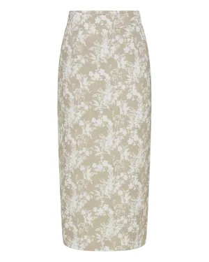 WAFFLE PENCIL SKIRT | BEIGE FLORAL