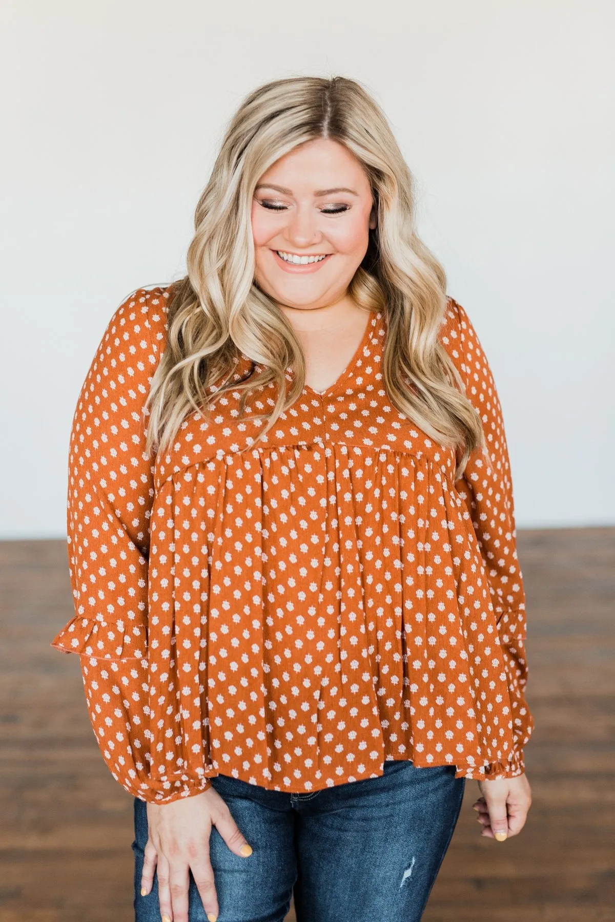 Wander Through The Wildflowers Blouse- Deep Burnt Orange