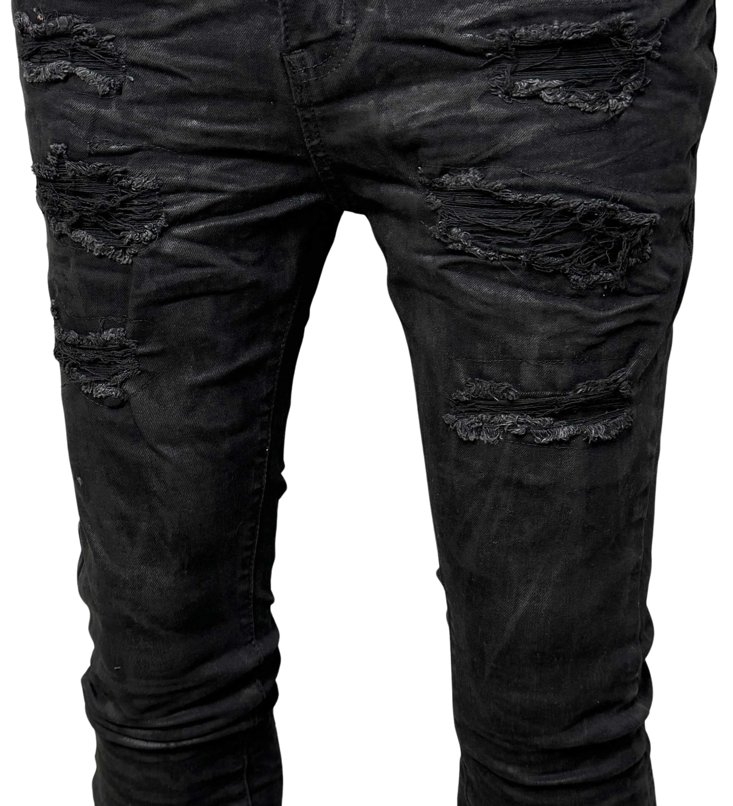 Waxed flared fit denim
