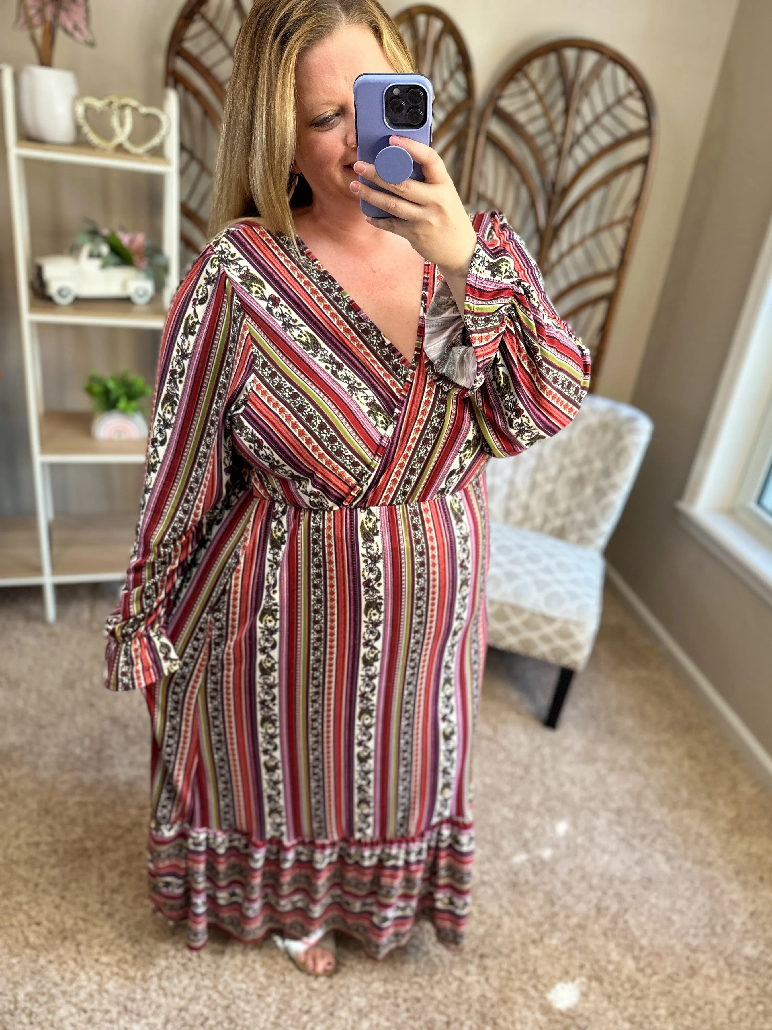 Weak in the Knees Maxi Dress w/Pockets - Wine Mix