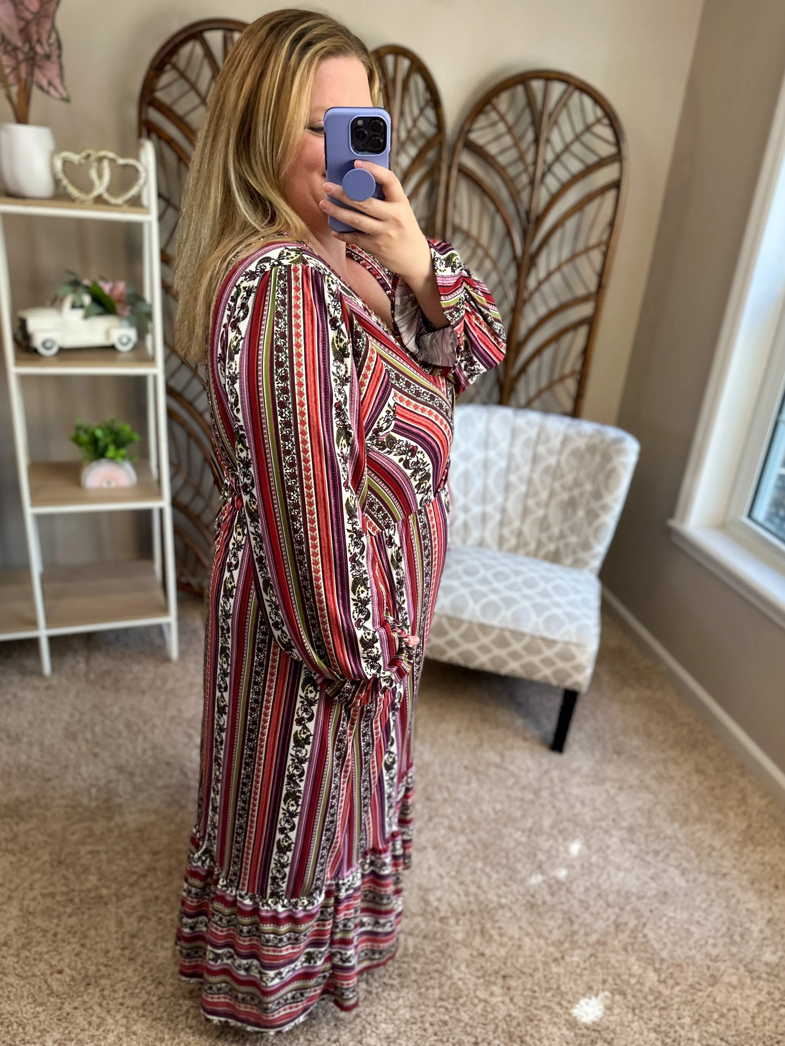 Weak in the Knees Maxi Dress w/Pockets - Wine Mix