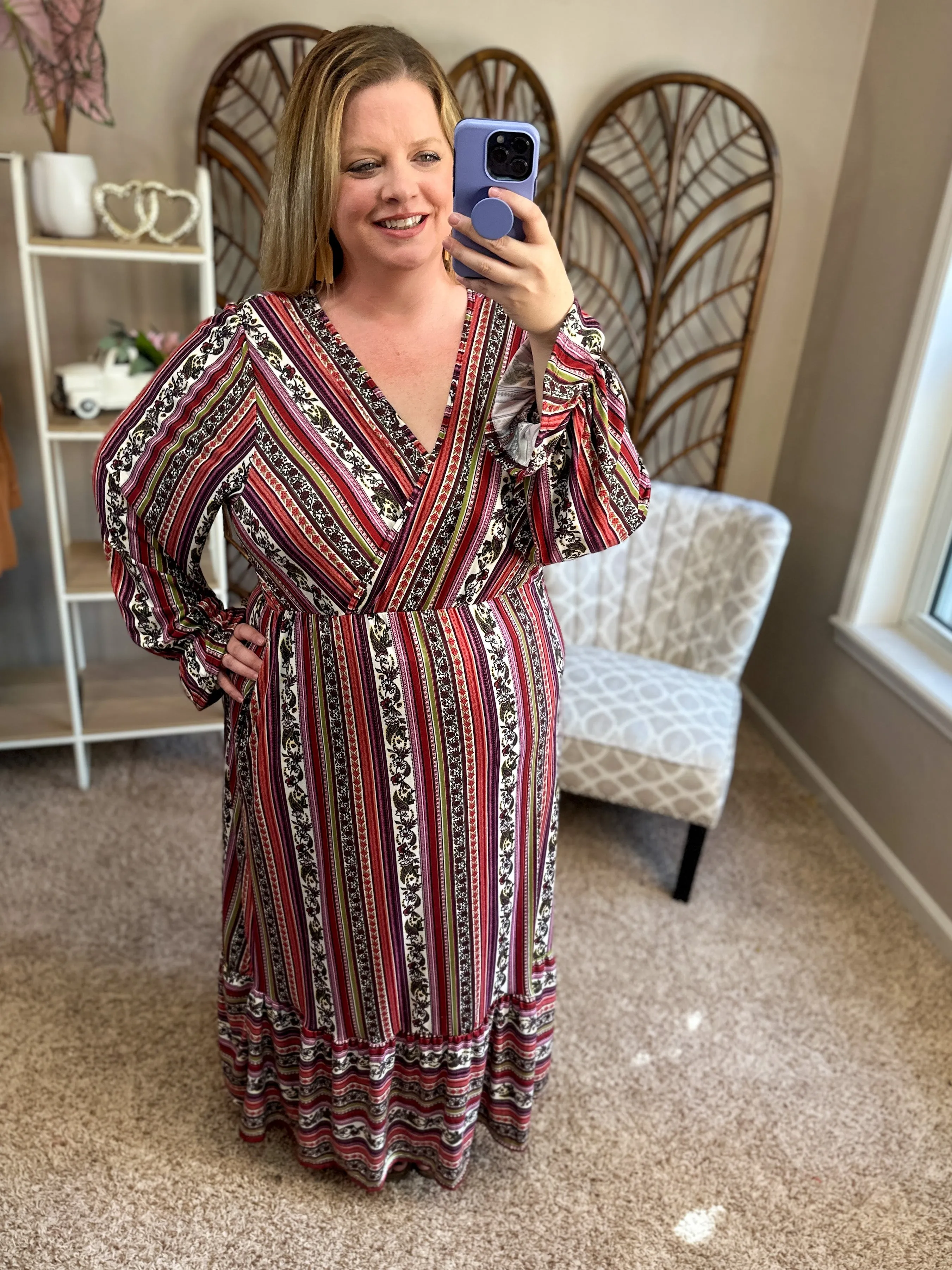Weak in the Knees Maxi Dress w/Pockets - Wine Mix