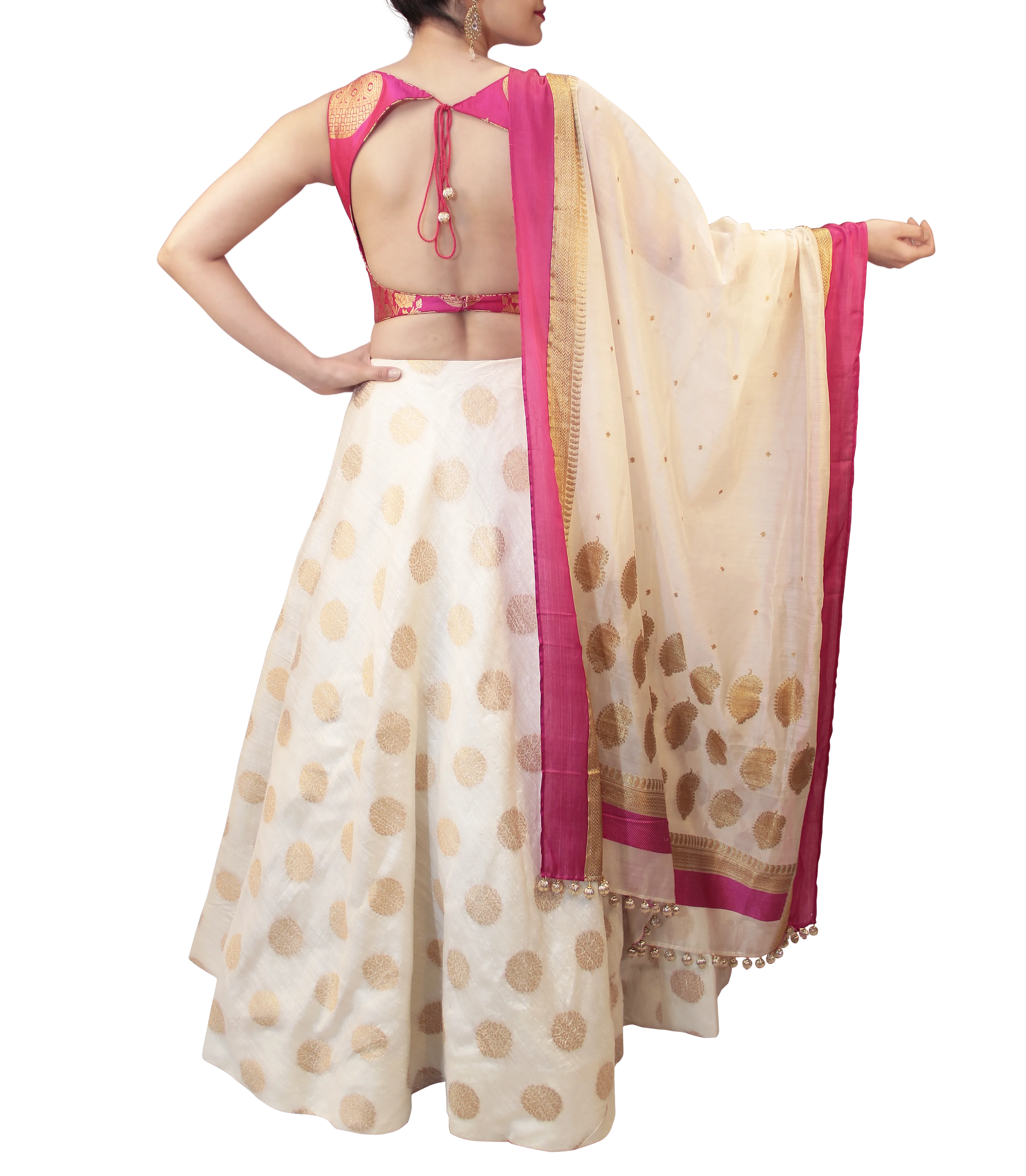 WHITE AND PINK  LEHENGA