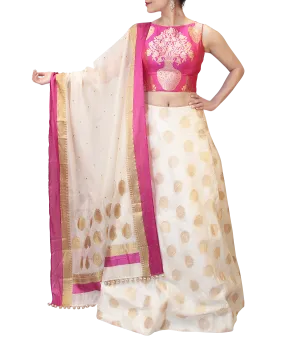 WHITE AND PINK  LEHENGA