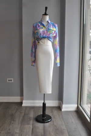 WHITE HIGH WAISTED PENCIL SKIRT