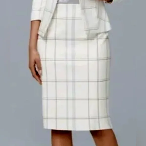 White House Black Market Windowpane Pencil Skirt Size 8