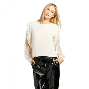 Who What Wear Women's Long Sleeve Lace Inset Blouse