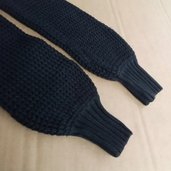 Women's J. Crew Ribbed Black V Neck Sweater Puff Sleeves Size Small