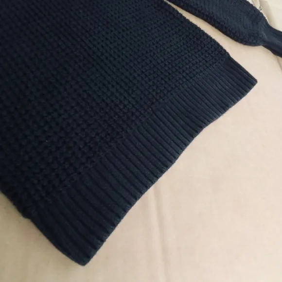Women's J. Crew Ribbed Black V Neck Sweater Puff Sleeves Size Small