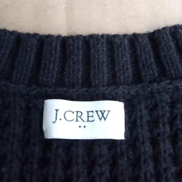 Women's J. Crew Ribbed Black V Neck Sweater Puff Sleeves Size Small