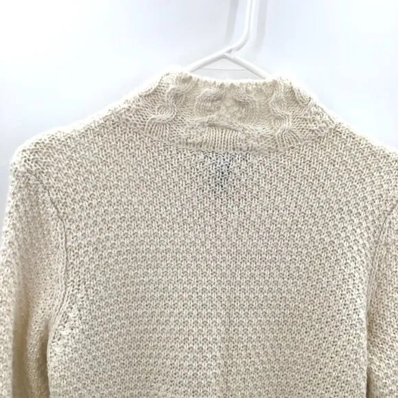 Womens L. Ralph Lauren Chunky Cable Knit Sweater M Ivory Alpaca Wool Preppy L/S