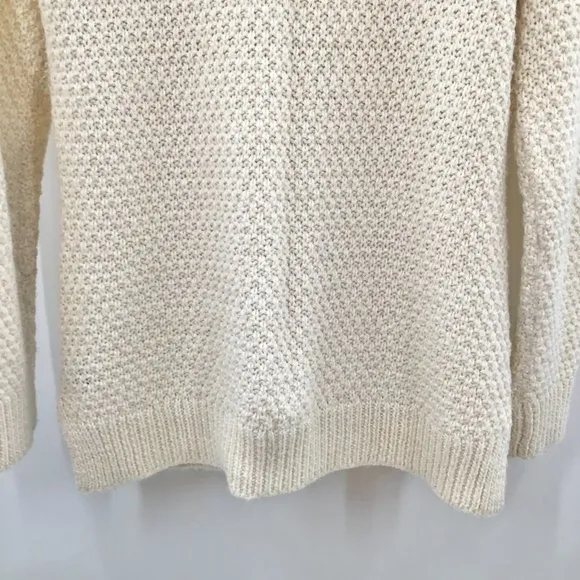 Womens L. Ralph Lauren Chunky Cable Knit Sweater M Ivory Alpaca Wool Preppy L/S