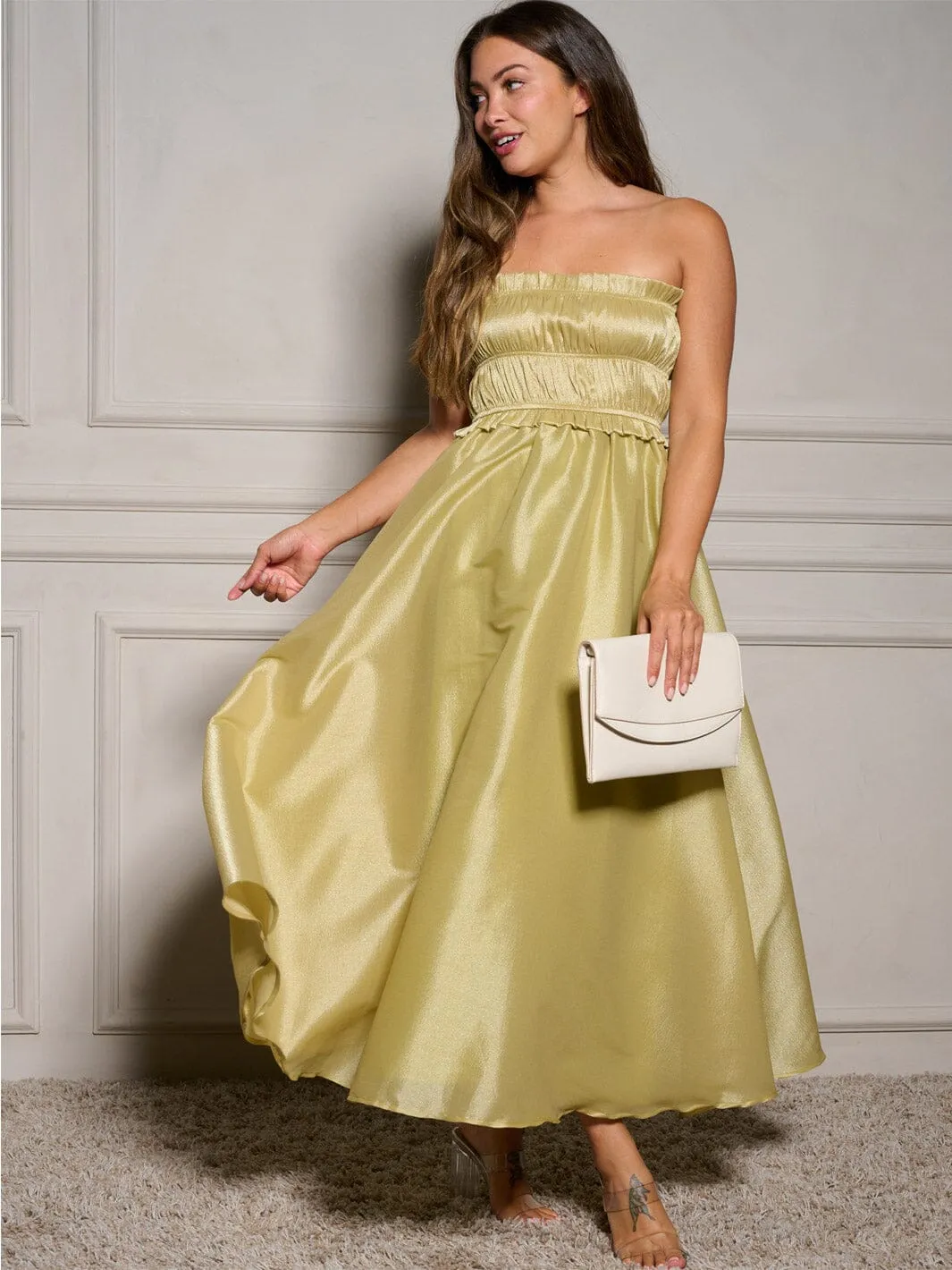 WOMEN'S SLEEVELESS SMOCK FIT & FLARE MAXI DRESS