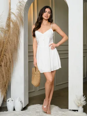 WOMEN'S SLEEVELESS V-NECK FIT & FLARE MINI DRESS