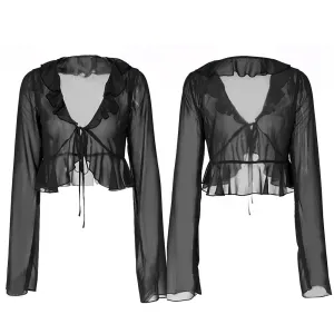 Womens  V Neck Long Sleeve Ruffle Blouse Cosplay Costume Halloween Carnival Party Disguise Suit