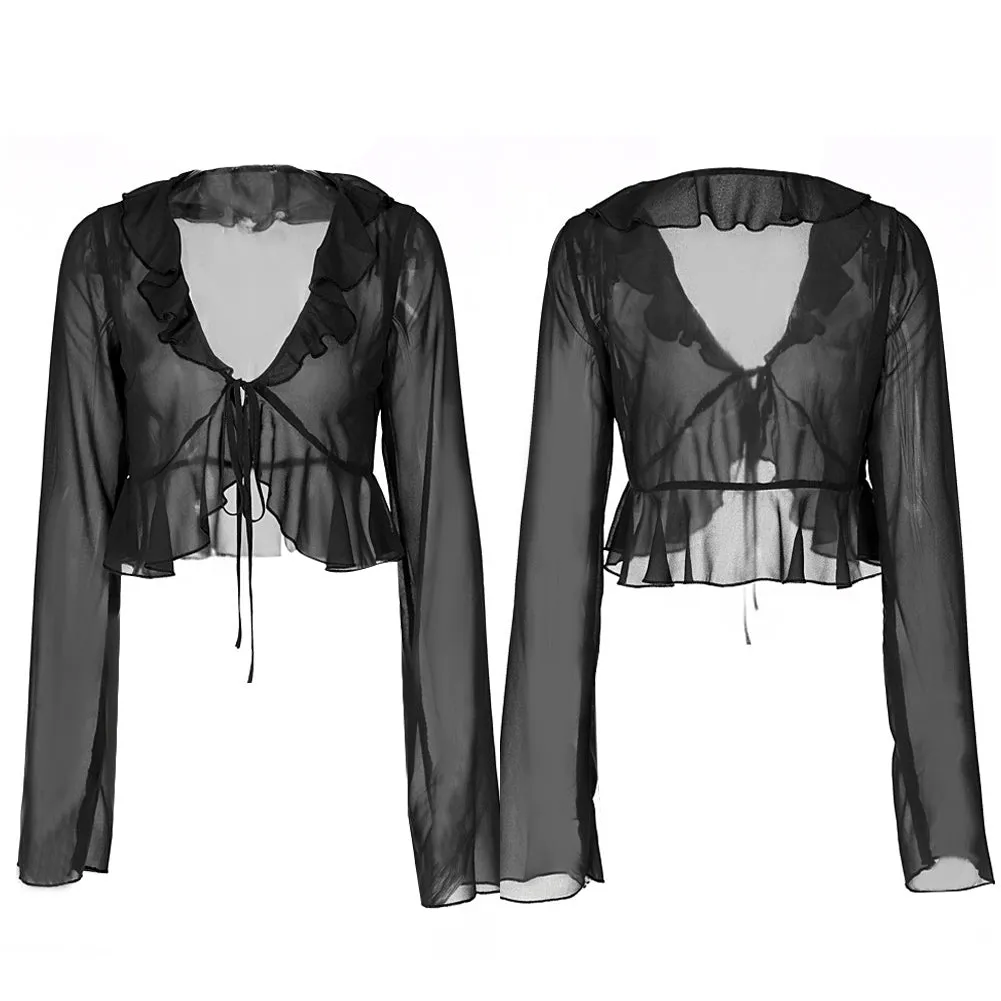 Womens  V Neck Long Sleeve Ruffle Blouse Cosplay Costume Halloween Carnival Party Disguise Suit