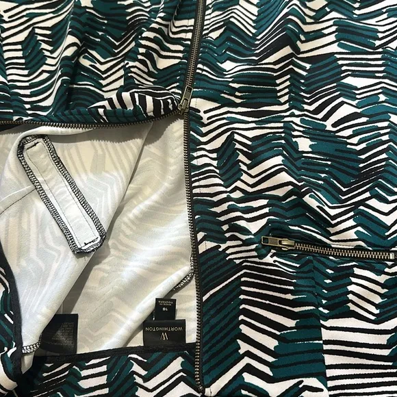 Worthington || Tropical Zipper Pull Pencil Skirt
