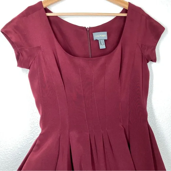 Zac Posen women's Wool Dress 4 Red Short Sleeve Fit-And Flare Dress