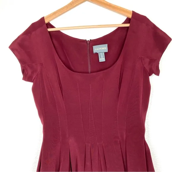 Zac Posen women's Wool Dress 4 Red Short Sleeve Fit-And Flare Dress