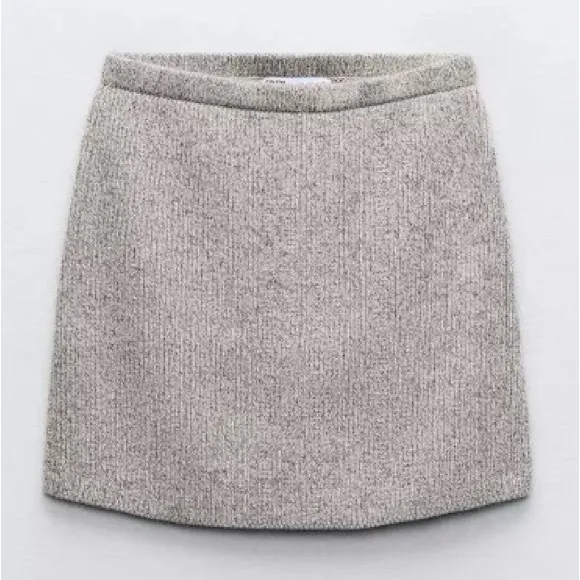 ZARA BASIC WOOL BLEND KNIT MINI SKIRT