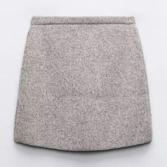 ZARA BASIC WOOL BLEND KNIT MINI SKIRT