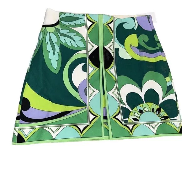 ZARA Green Paisley Flower 70S Look Mini Skirt NWOt Size S