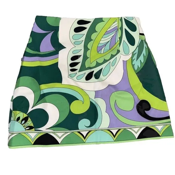 ZARA Green Paisley Flower 70S Look Mini Skirt NWOt Size S