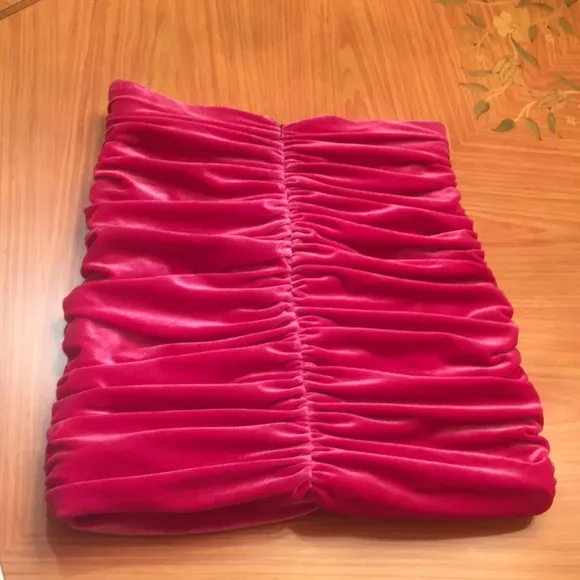 Zara velvet ruched gathered pink fuchsia mini skirt sz.XS